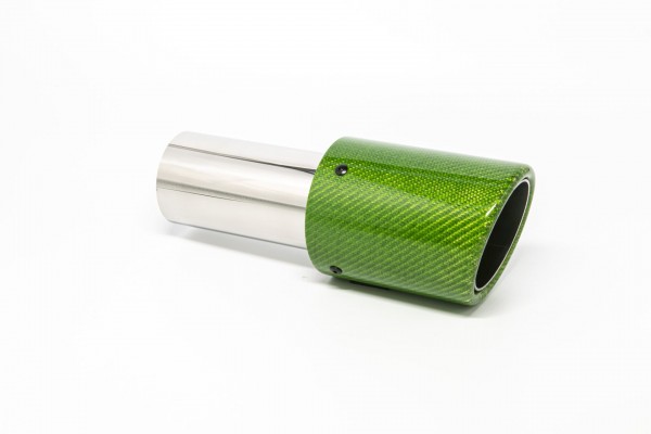Endrohr 90mm rund Carbon abgeschrägt grün glänzend (Aufpreis)